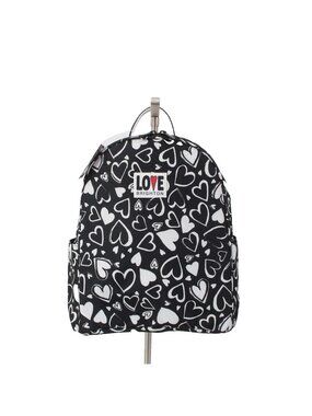 Brighton Backpack Endless Love 12 x 9 x  4 Black White Heart Fabric Backpack
